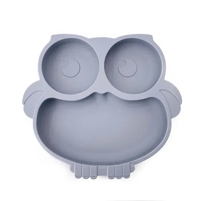 ASSIETTE POUR BEBE - En Silicone - Forme Hibou