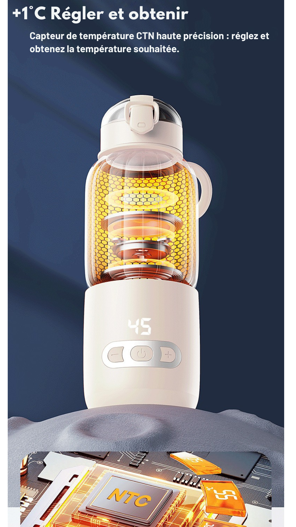 Chauffe biberon nomade --instantané - USB charge - capacité de 400ml