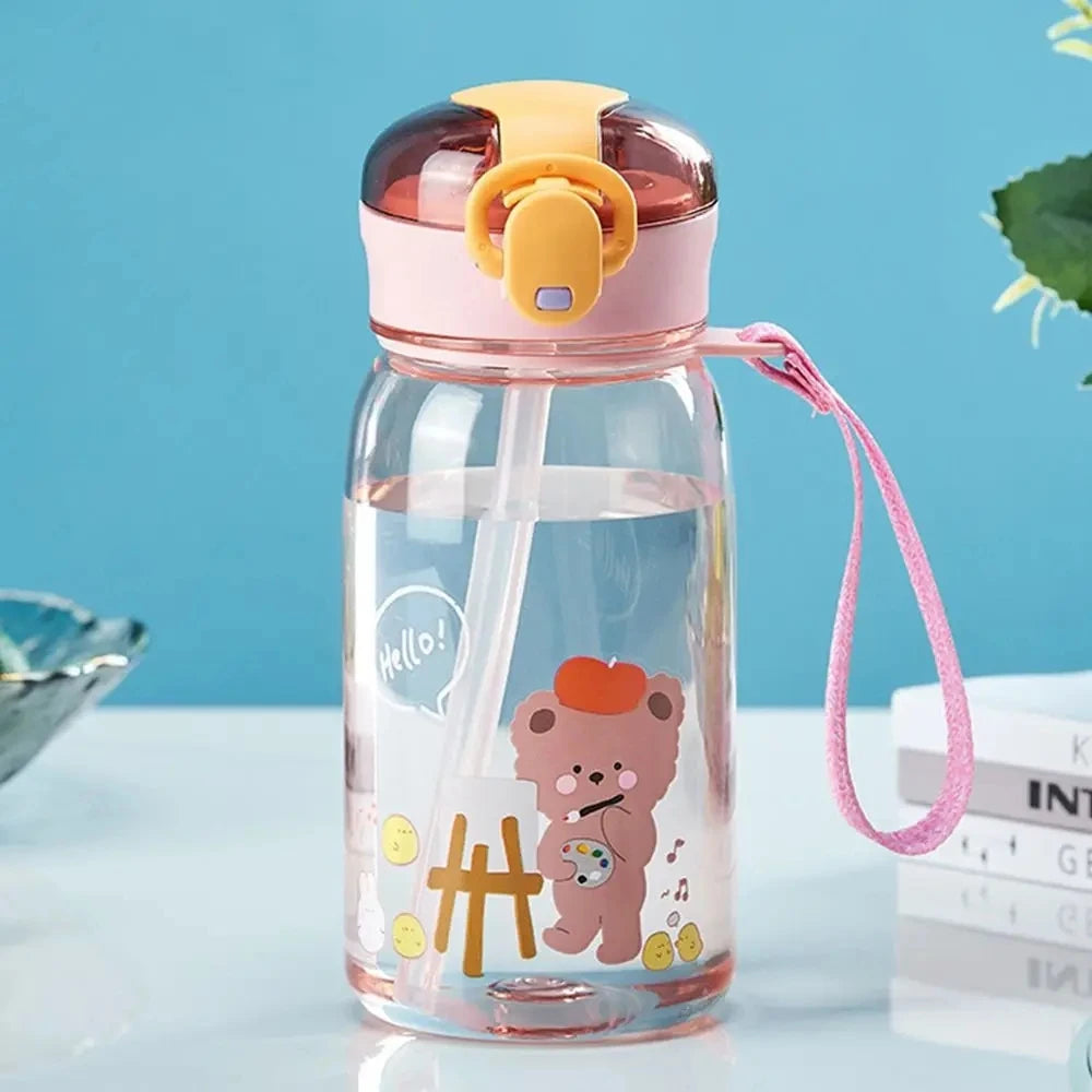 Gourde enfant - Avec paille - Motif ours - 400 ml