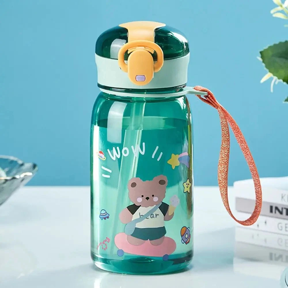 Gourde enfant - Avec paille - Motif ours - 400 ml