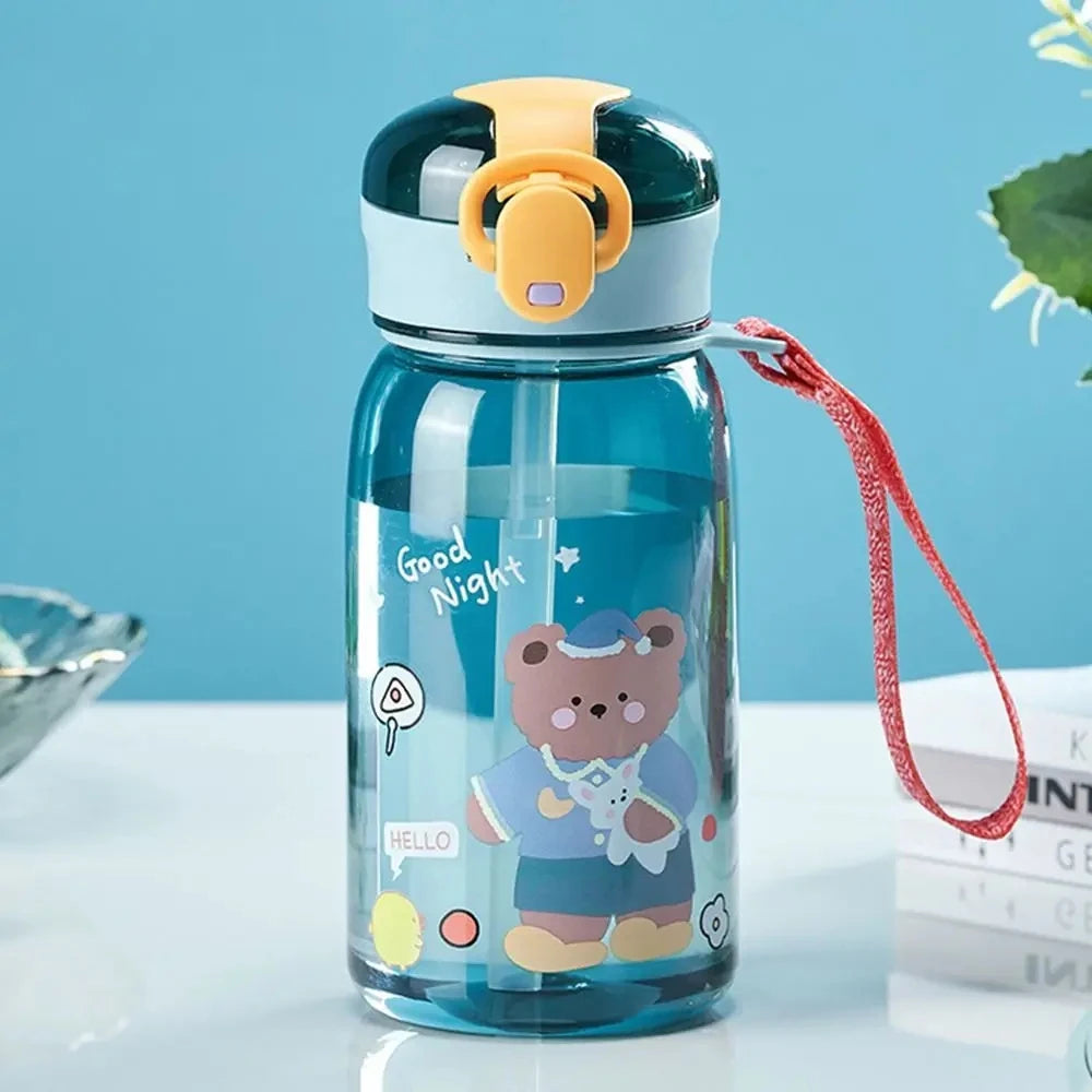 Gourde enfant - Avec paille - Motif ours - 400 ml