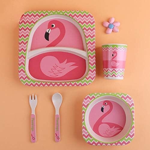 Vaisselle Bebe - BambooKid™ - Flamant rose - Bebe roi