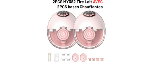 Tire Lait Electrique Main Libre, 4 Modes et 12 Niveaux, Couvercle chauffant et stérilisateur UV 2 en 1 (en option)