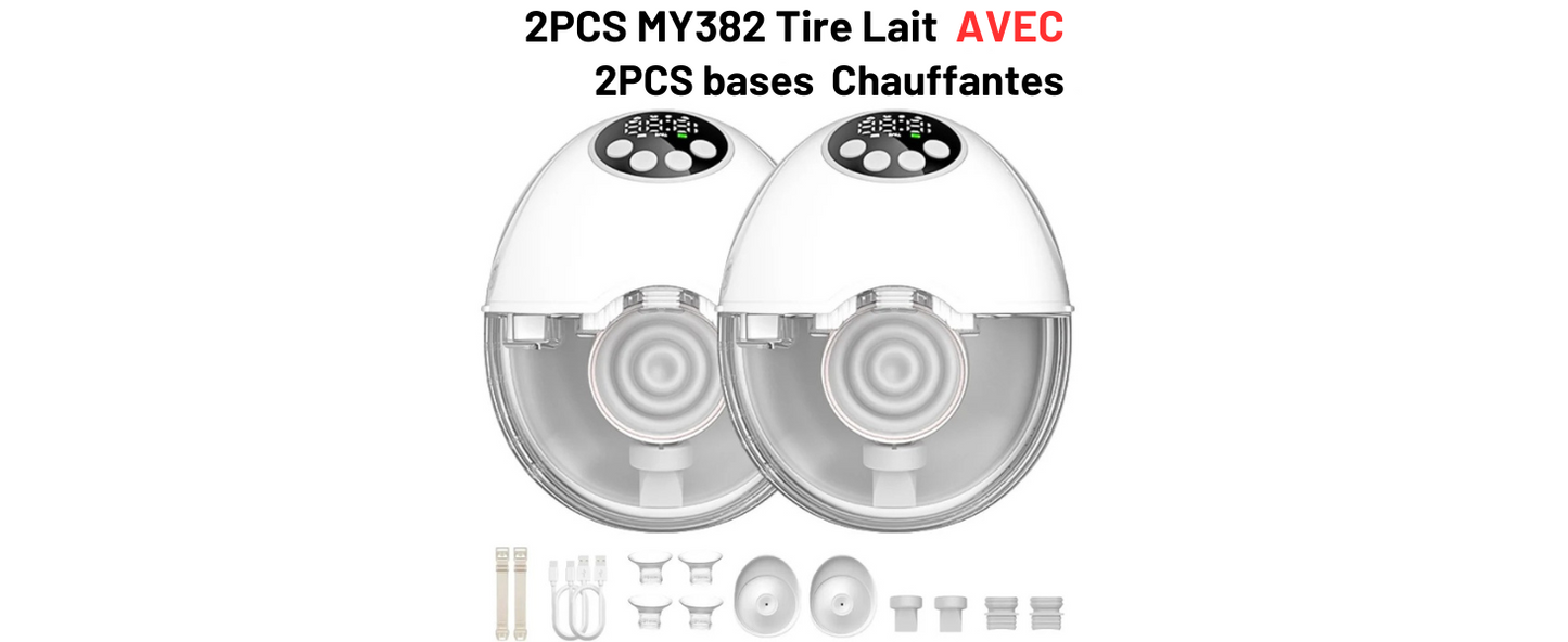 Tire Lait Electrique Main Libre, 4 Modes et 12 Niveaux, Couvercle chauffant et stérilisateur UV 2 en 1 (en option)