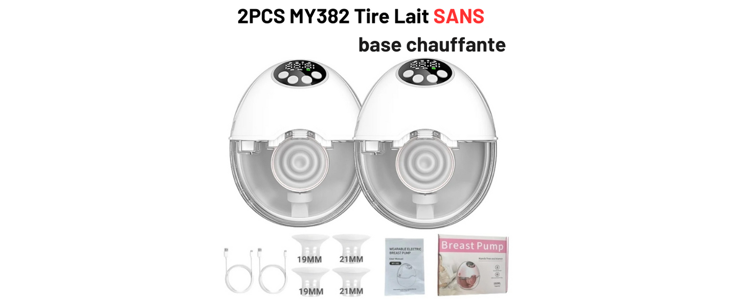 Tire Lait Electrique Main Libre, 4 Modes et 12 Niveaux, Couvercle chauffant et stérilisateur UV 2 en 1 (en option)