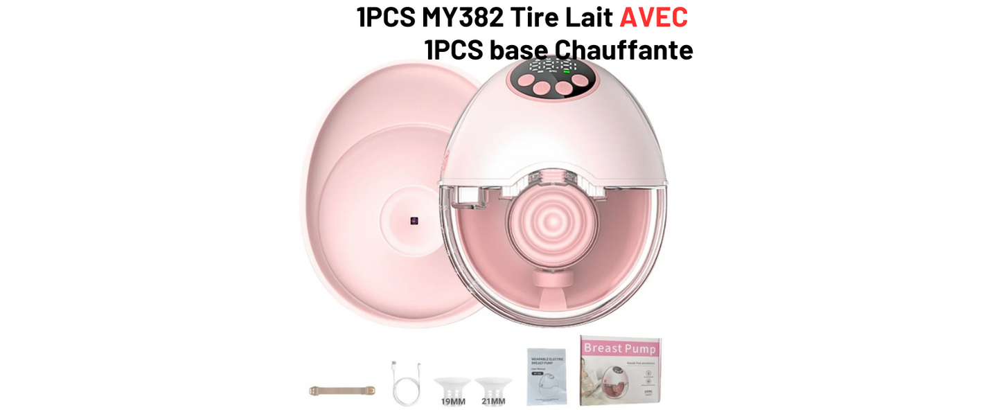 Tire Lait Electrique Main Libre, 4 Modes et 12 Niveaux, Couvercle chauffant et stérilisateur UV 2 en 1 (en option)